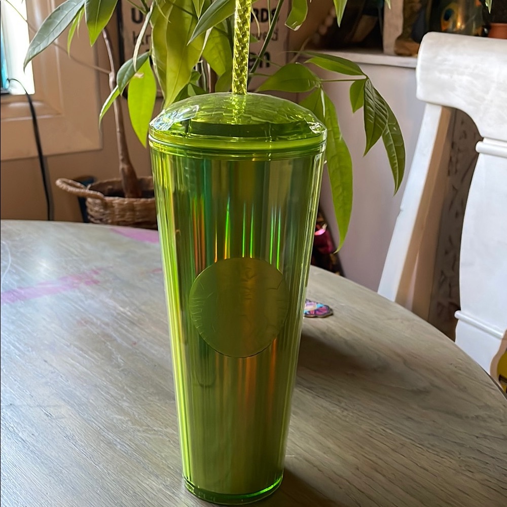 Starbucks Iridescent Green Tumbler with Straw